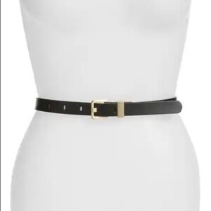 Halogen Matte Black Faux Leather Belt | XS
